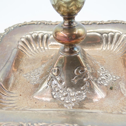 494 - Silver Candle Holder with Carry Handle Attractively Detailed Embossed Decorated Approximately 5 Inch... 