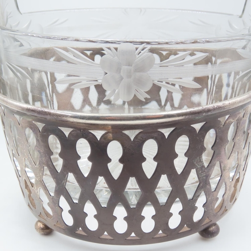 496 - Tiffany Silver Mounted Table Dish with Engraved Inset Crystal Liner Attractively Detailed Throughout... 