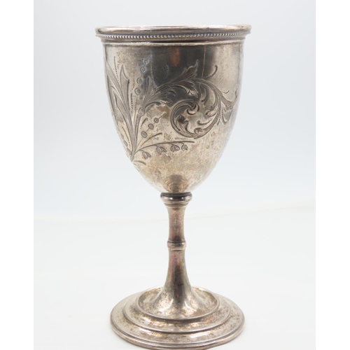 503 - Silver Chalice Engraved Decoration Approximately 7 Inches High Dated 1868