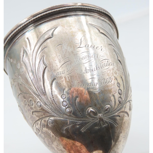 503 - Silver Chalice Engraved Decoration Approximately 7 Inches High Dated 1868