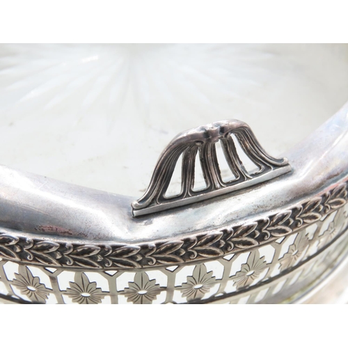 504 - Circular Form Table Dish Silver Mounted with Inset Cut Crystal Liner Approximately 10 Inches Diamete... 