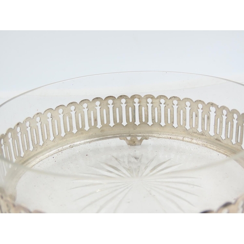 505 - Silver Mounted Fine Crystal Butter Dish Circular Form Shape Supports Approximately 5 Inches Diameter