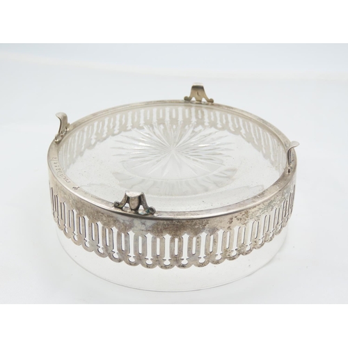 505 - Silver Mounted Fine Crystal Butter Dish Circular Form Shape Supports Approximately 5 Inches Diameter