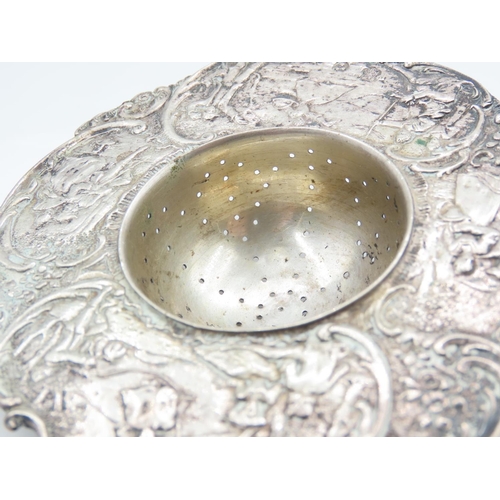 507 - Silver Tea Strainer Attractively Detailed Approximately 5 Inches Wide