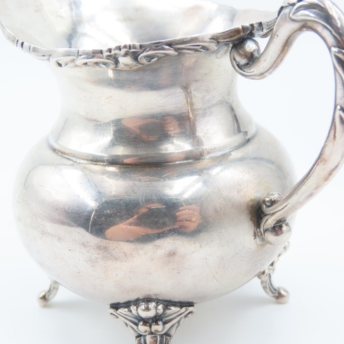 508 - Silver Bachelors Milk Jug Flying C Scroll Handle Love Shaped Supports