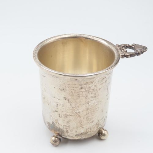 510 - Silver Christening Mug on Supports Approximately 8cm High