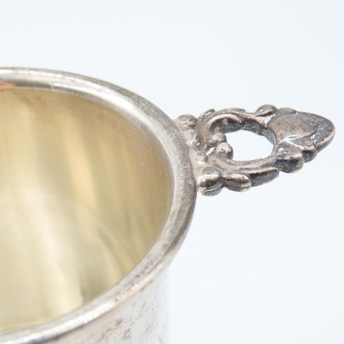 510 - Silver Christening Mug on Supports Approximately 8cm High