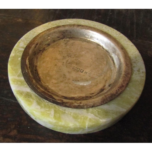 513 - Irish Silver Connemara Marble Bound Circular Form Desk Tidy Approximately 8cm Diameter