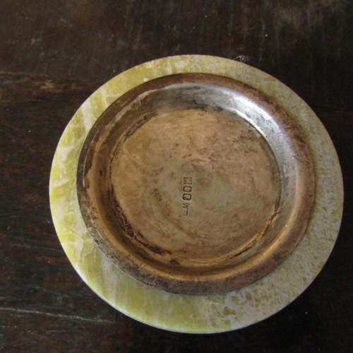 513 - Irish Silver Connemara Marble Bound Circular Form Desk Tidy Approximately 8cm Diameter