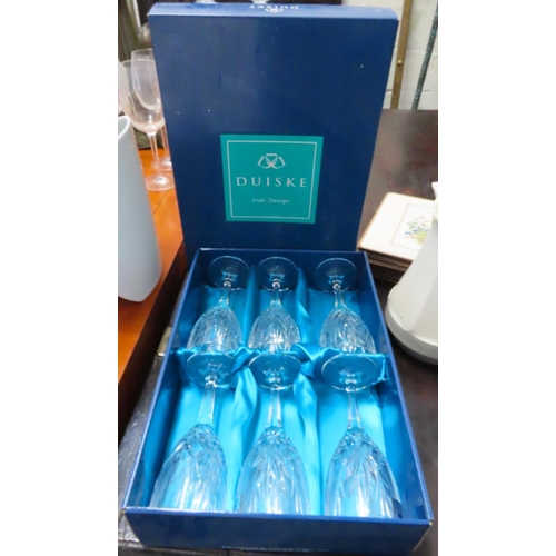 52 - Duisk Irish Cut Crystal Wine Glasses Unused Contained Within Original Presentation Box