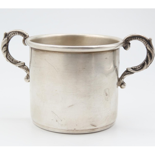 520 - Silver Twin Handled Cup Restrained Form Approximately 7cm High by 11cm Wide