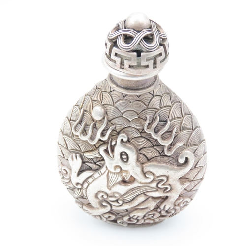 526 - Chinese Snuff Bottle Attractively Detailed Approximately 10cm High