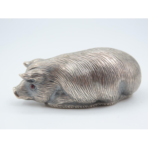 528 - Russian Silver Figure of Seated Pig 5cm Wide Approximately