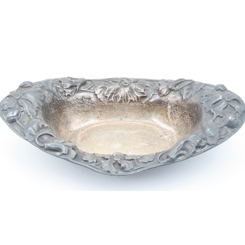 533 - Silver Strawberry Dish Embossed Decoration Approximately 6 Inches Wide