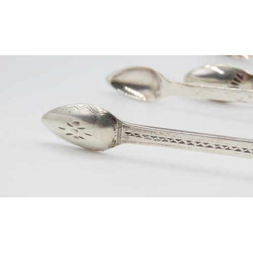 534 - Two Pairs of Silver Sugar Tongs Bright Cut Detailing Each 5 Inches Wide Approximately