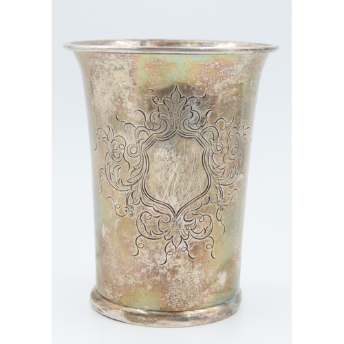 542 - Silver Beaker Tapering Restrained Form Approximately 11cm High