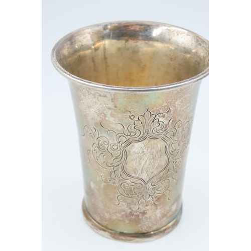 542 - Silver Beaker Tapering Restrained Form Approximately 11cm High