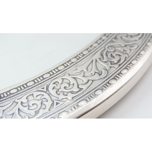 548 - Silver Mounted Etched Crystal Circular Form Table Coaster Approximately 9 Inches Diameter