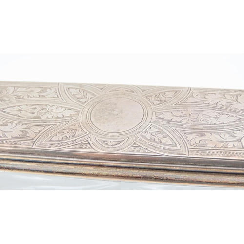 549 - Silver Top Edwardian Cut Crystal Table Box Long Rectangular Form Approximately 7 Inches Long