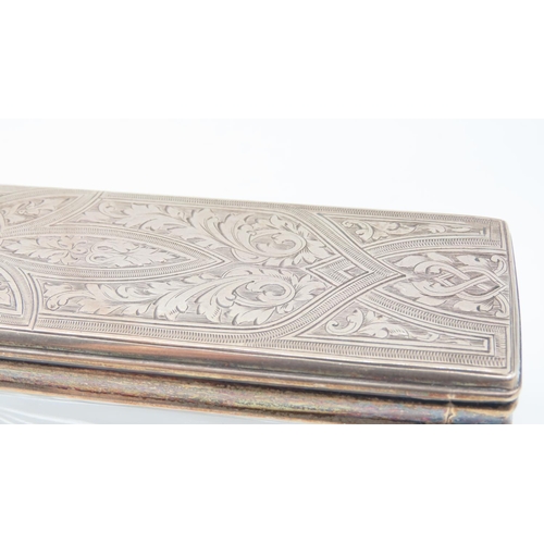 549 - Silver Top Edwardian Cut Crystal Table Box Long Rectangular Form Approximately 7 Inches Long