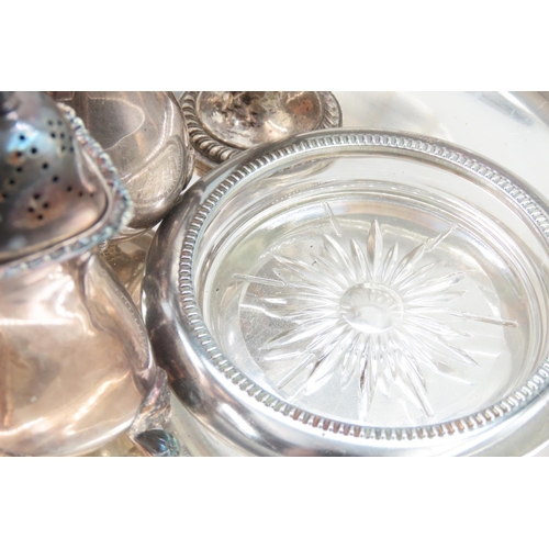 550 - Two Pairs of Silver Plated Table Salts Silver Plated Bread Bowl Silver Mounted Cut Crystal Wine Glas... 