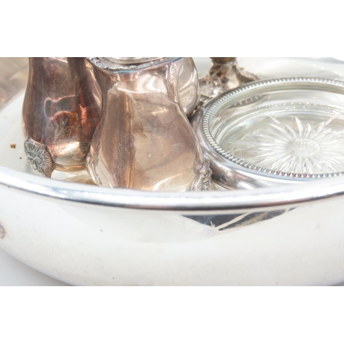 550 - Two Pairs of Silver Plated Table Salts Silver Plated Bread Bowl Silver Mounted Cut Crystal Wine Glas... 