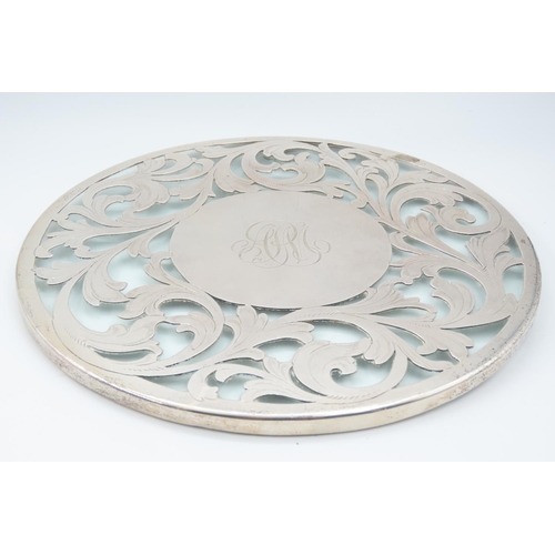 551 - Silver Mounted Cut Crystal Table Coasters Circular Form Engraved Decoration Approximately 8 Inches D... 