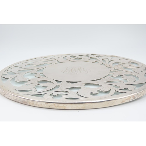 551 - Silver Mounted Cut Crystal Table Coasters Circular Form Engraved Decoration Approximately 8 Inches D... 