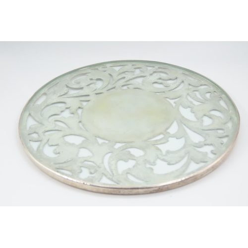 551 - Silver Mounted Cut Crystal Table Coasters Circular Form Engraved Decoration Approximately 8 Inches D... 