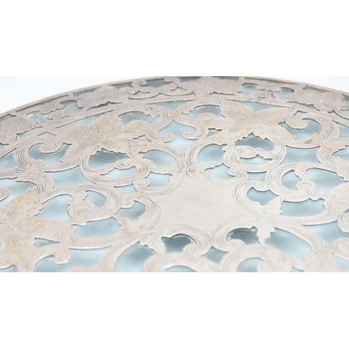 557 - Silver Mounted Crystal Circular Form Table Coaster Approximately 6 Inches Diameter