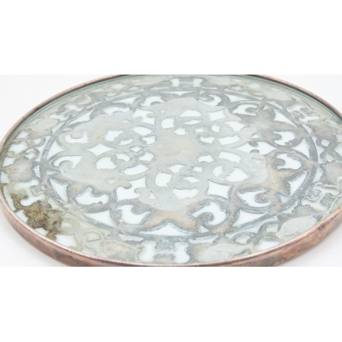 557 - Silver Mounted Crystal Circular Form Table Coaster Approximately 6 Inches Diameter