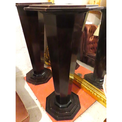 588 - Pair of Inlaid Octagonal Top Side Tables Tapered Pedestal Form Each Approximately 16 Inches Wide x 2... 