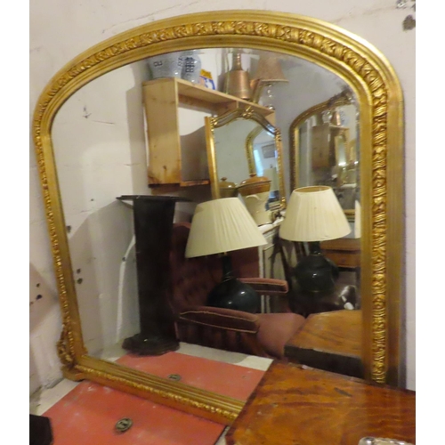 589 - Gilded Arch Top Overmantle Mirror Approximately 54 Inches Wide x 52 Inches High