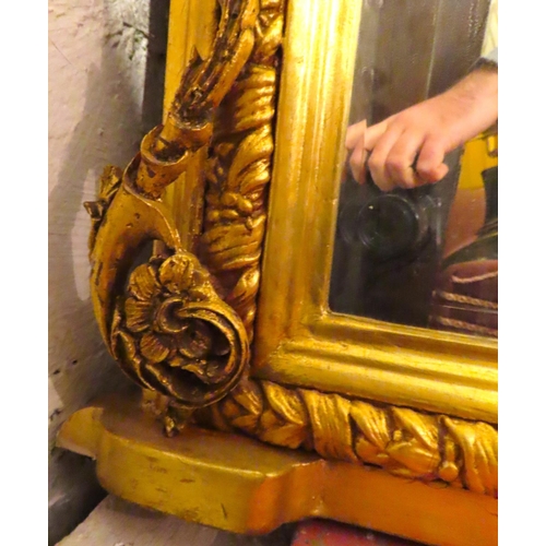 589 - Gilded Arch Top Overmantle Mirror Approximately 54 Inches Wide x 52 Inches High