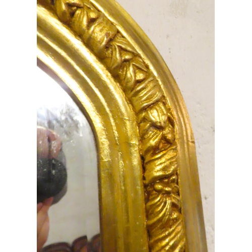 589 - Gilded Arch Top Overmantle Mirror Approximately 54 Inches Wide x 52 Inches High