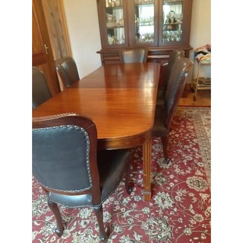 591 - Mahogany Dining Table with Two Extra Leafs Extending to Approximately 10ft Tapered Reeded Supports