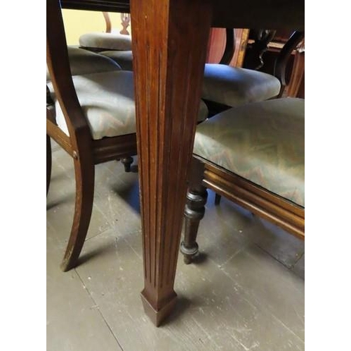 591 - Mahogany Dining Table with Two Extra Leafs Extending to Approximately 10ft Tapered Reeded Supports