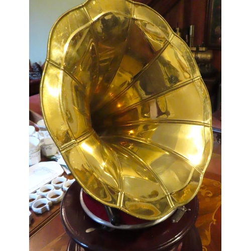 595 - Victrola Brass Horn Gramophone Working Order