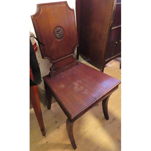 596 - Regency Mahogany Hall Chair Sabre Supports