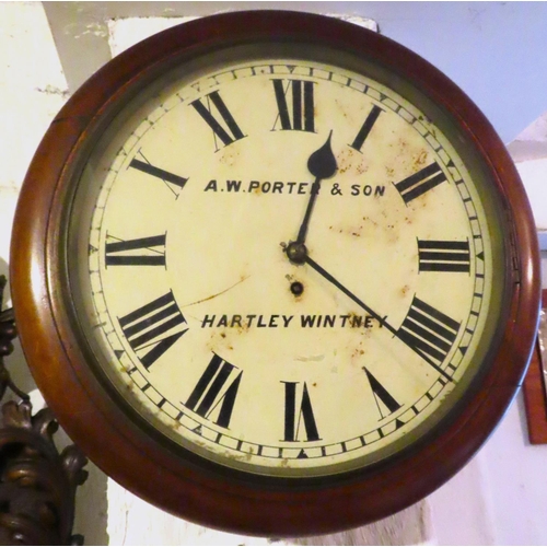 598 - Victorian Mahogany Circular Form Wall Clock by Porter & Son Roman Numeral Decorated Dial Approximate... 