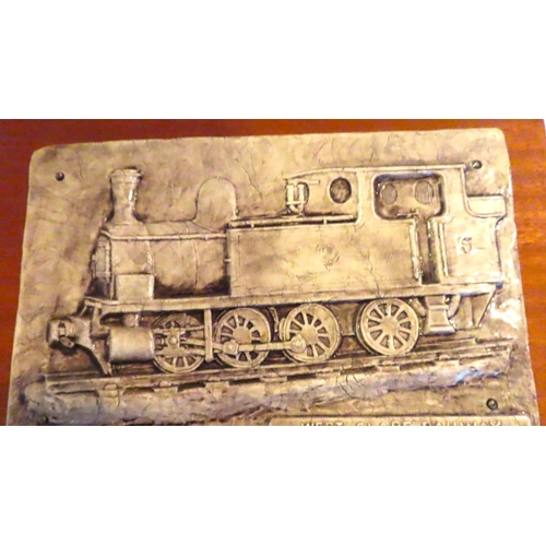 599 - Jim Connolly Porcelain Plaque West Clare Railway Dated 1974 Mounted on Hardwood Plaque Approximately... 