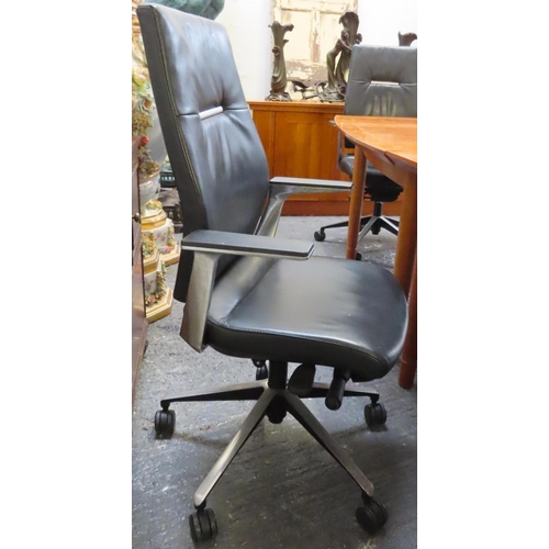 6 - Good Quality Modern Leather Upholstered Boardroom or Office Armchair Swivel Base Good Condition