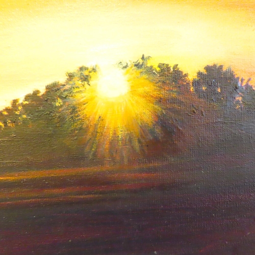 611 - Michael Martin Irish School Golden Sunset Oil on Canvas Approximately 20 Inches Wide x 16 Inches Hig... 