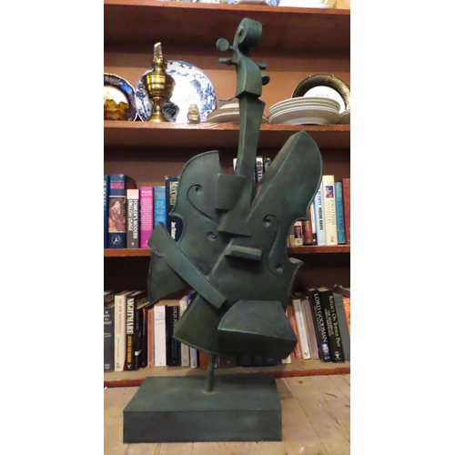 612 - Modern Bronze Sculpture Fragmented Cello Approximately 34 Inches High Possibly French