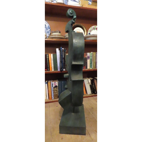 612 - Modern Bronze Sculpture Fragmented Cello Approximately 34 Inches High Possibly French