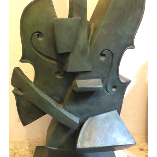 612 - Modern Bronze Sculpture Fragmented Cello Approximately 34 Inches High Possibly French