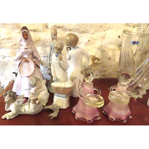 613 - Collection of Various Fine Bone Continental Porcelain and Two Crystal Angel Candle Rests Quantity as... 