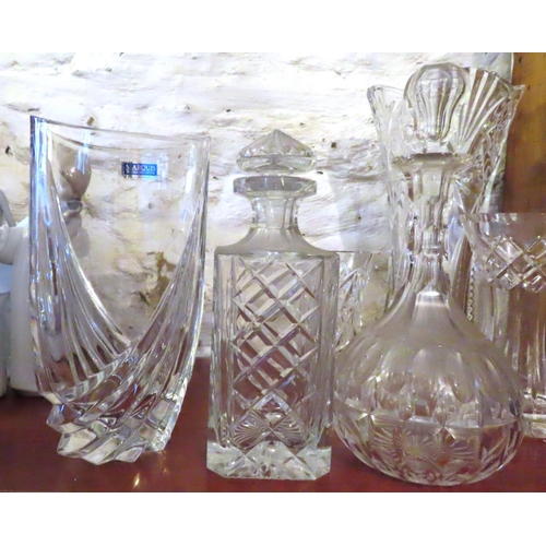 614 - Waterford Crystal Marquis Pattern Vase and Two Decanters Three Pieces in Lot