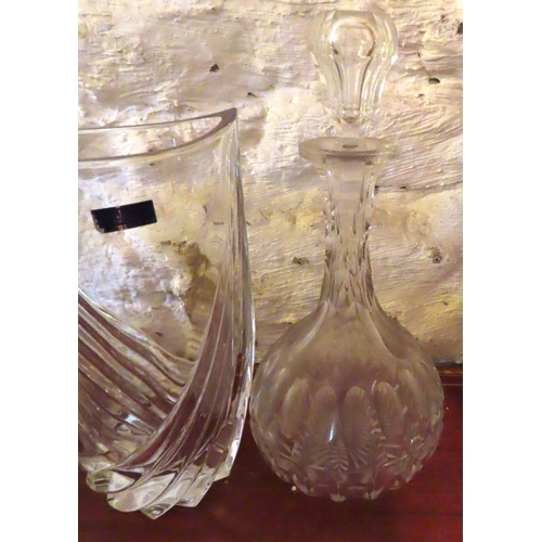 614 - Waterford Crystal Marquis Pattern Vase and Two Decanters Three Pieces in Lot