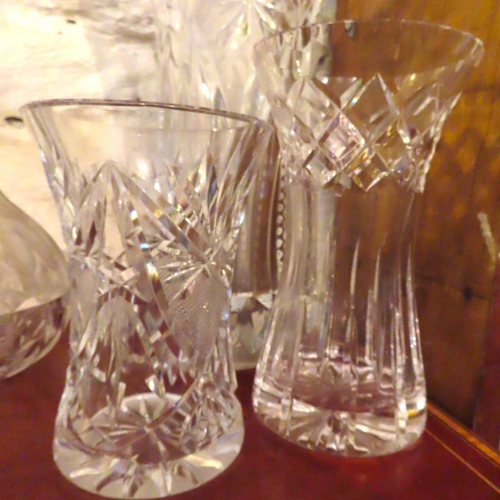 615 - Two Waterford Crystal Vases Shaped Form and Another Tallest Approximately 14 Inches High